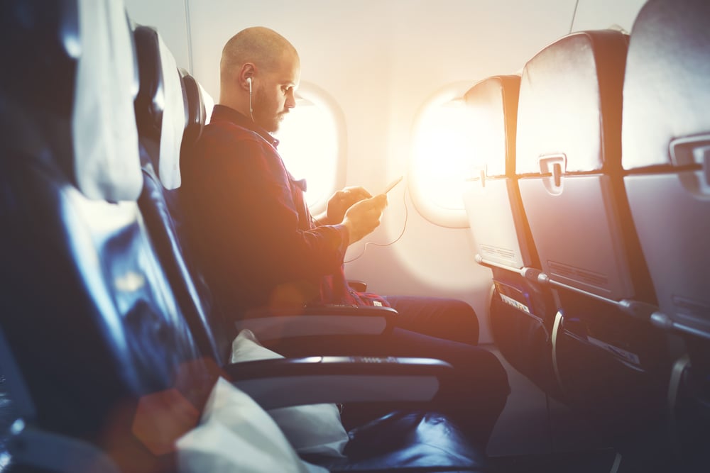 on the plane
